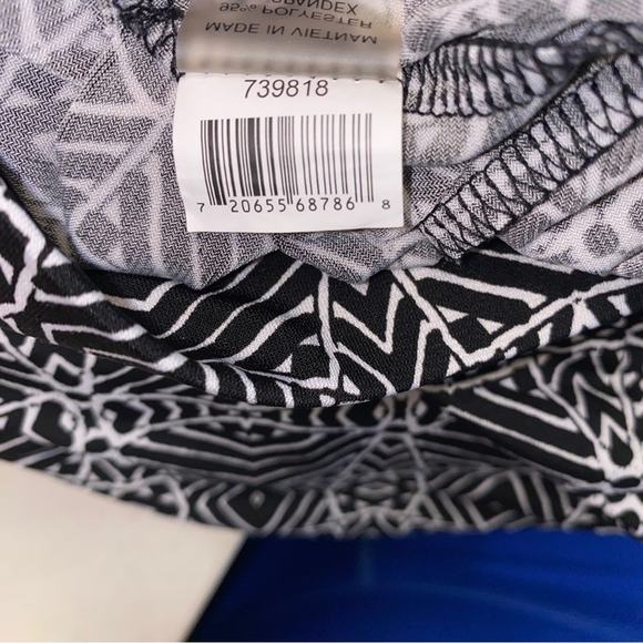 Chaus New York Black & White Elastic Waist Spiderweb Magic Eye Wide Leg Pants M - Picture 6 of 6